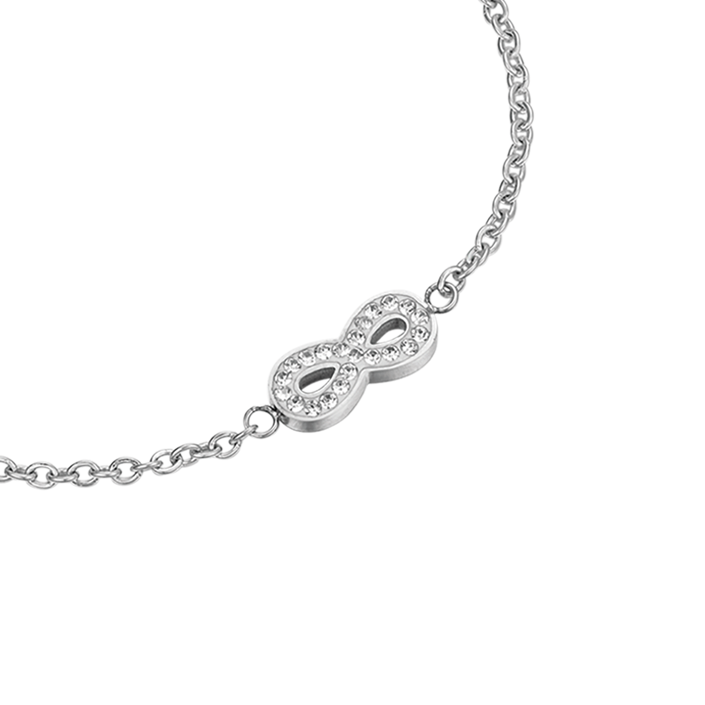 WOMEN'S STEEL BRACELET WITH INFINITY AND CRYSTALS