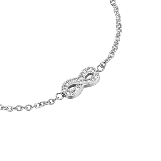 WOMEN'S STEEL BRACELET WITH INFINITY AND CRYSTALS