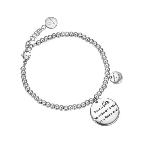 STEEL BRACELET "WHERE LIFE BEGINS AND LOVE NEVER ENDS"