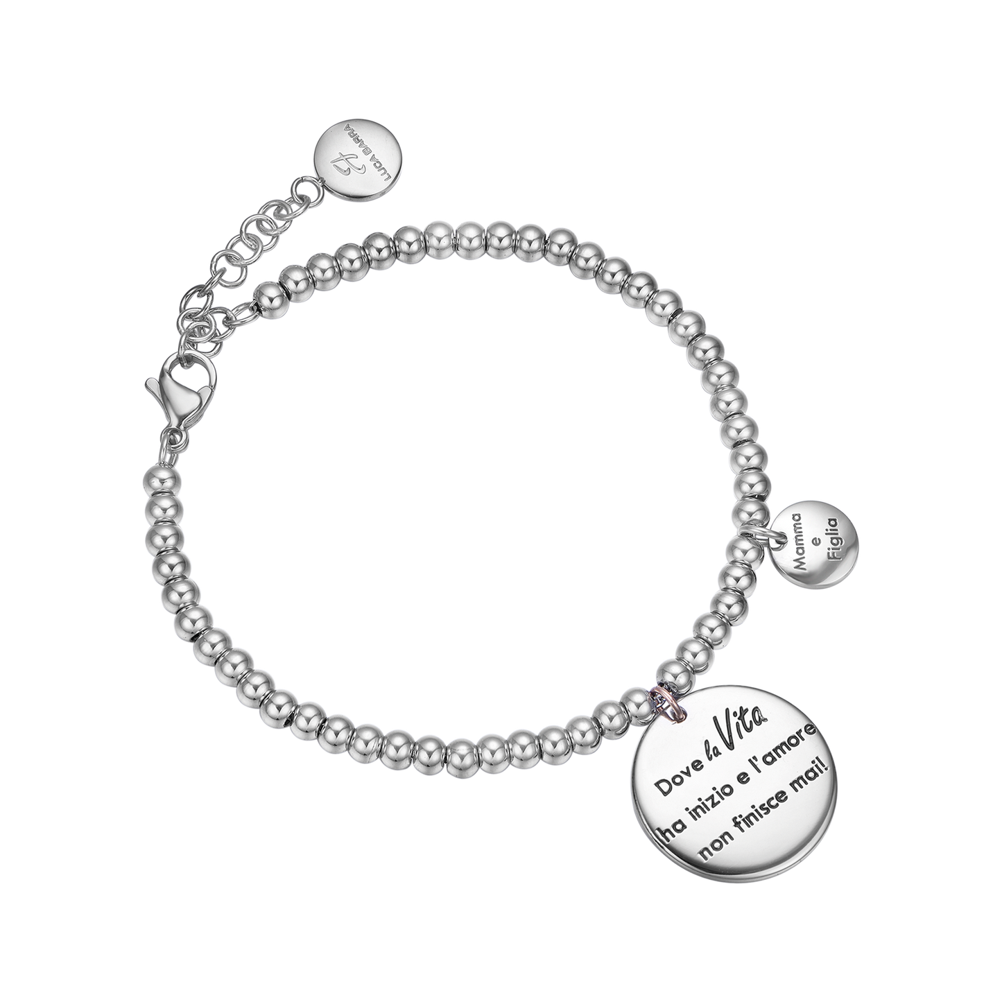 STEEL BRACELET "WHERE LIFE BEGINS AND LOVE NEVER ENDS"