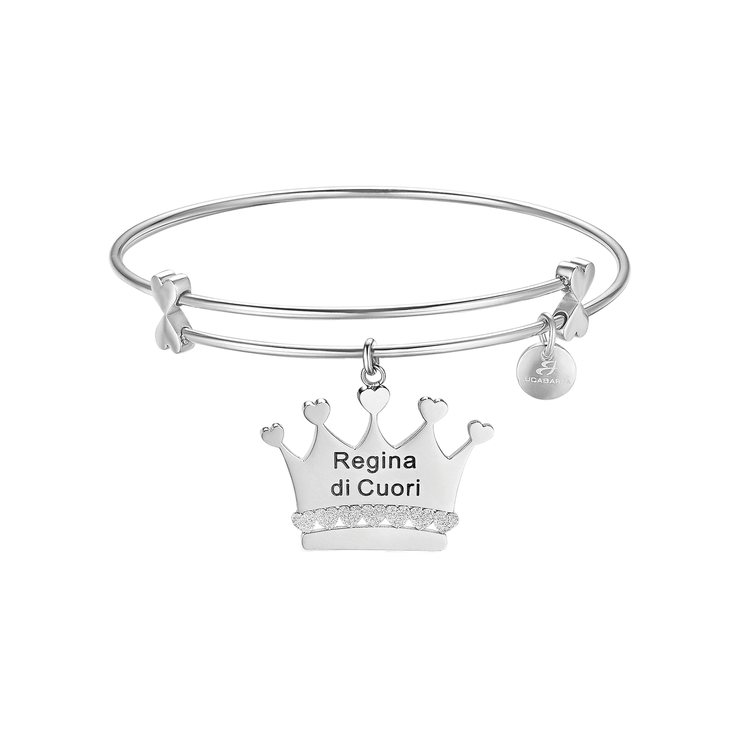 STEEL BRACELET WITH CROWN AND "QUEEN OF HEARTS" INSCRIPTION