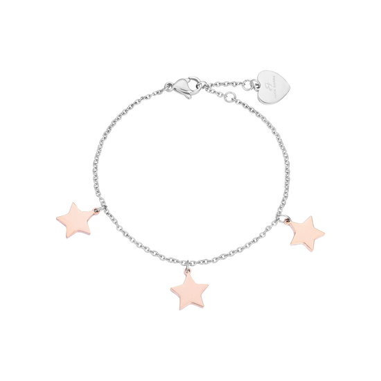 STEEL BRACELET WITH ROSE STARS