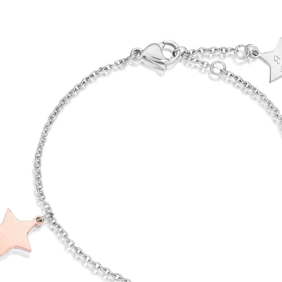 STEEL BRACELET WITH ROSE STARS