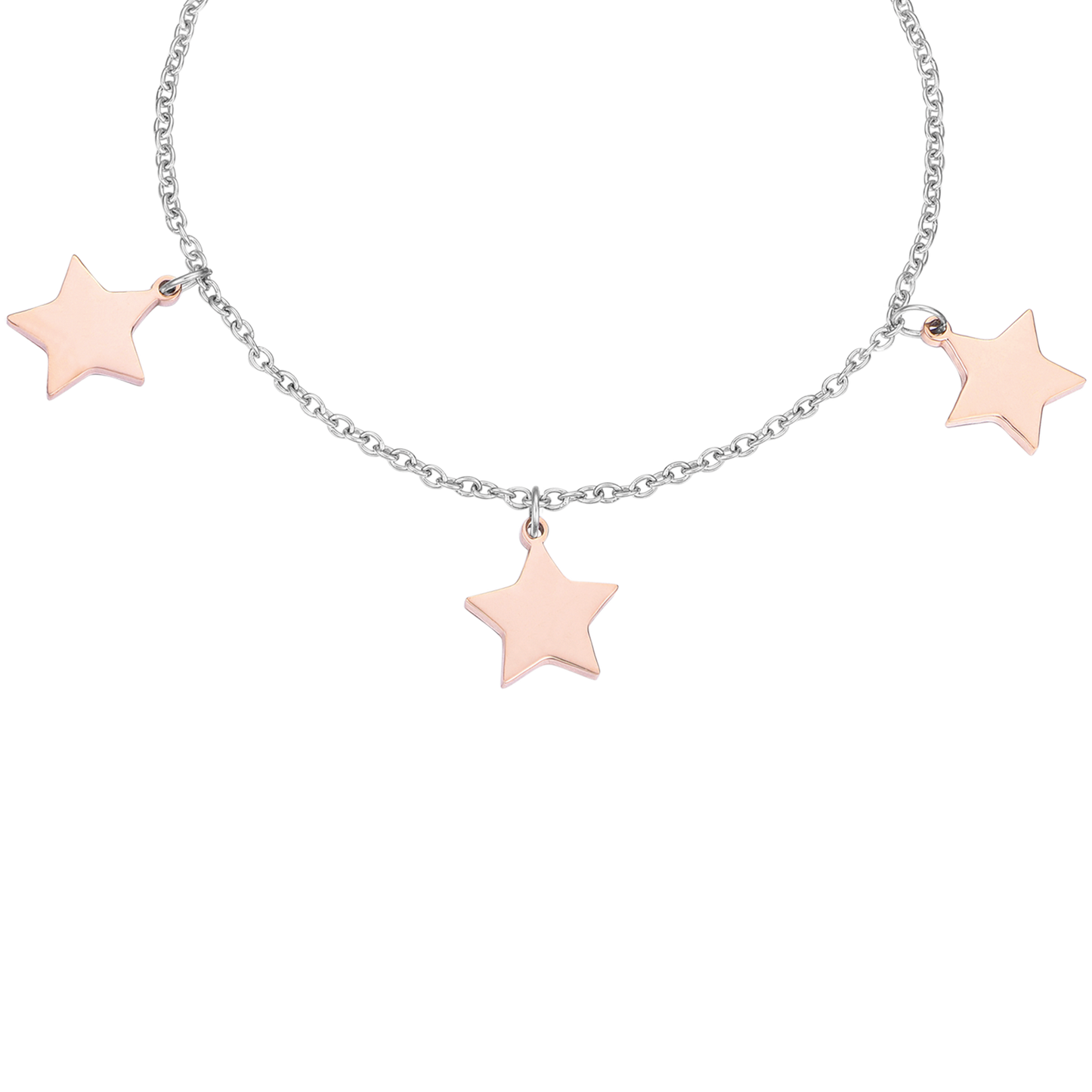 STEEL BRACELET WITH ROSE STARS