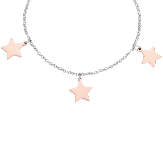 STEEL BRACELET WITH ROSE STARS