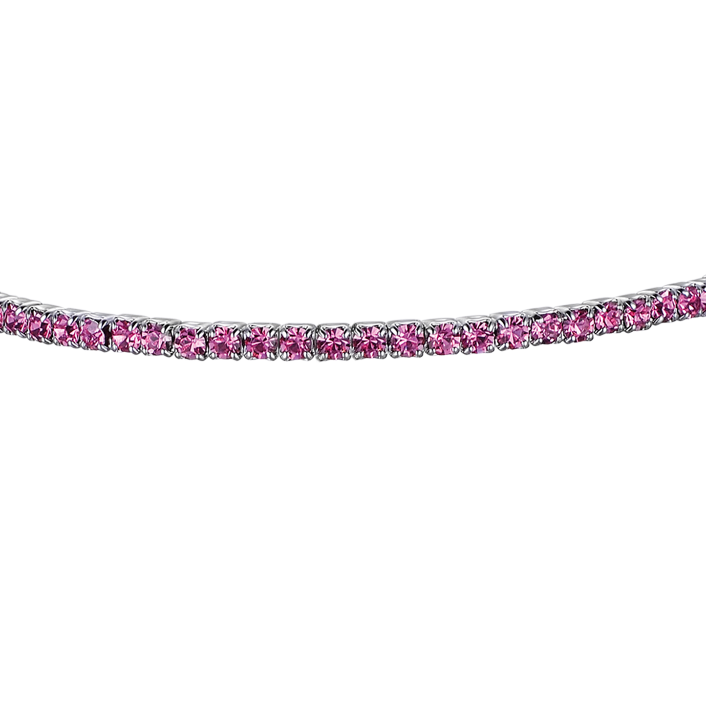 METAL BRACELET WITH DARK PINK CRYSTALS