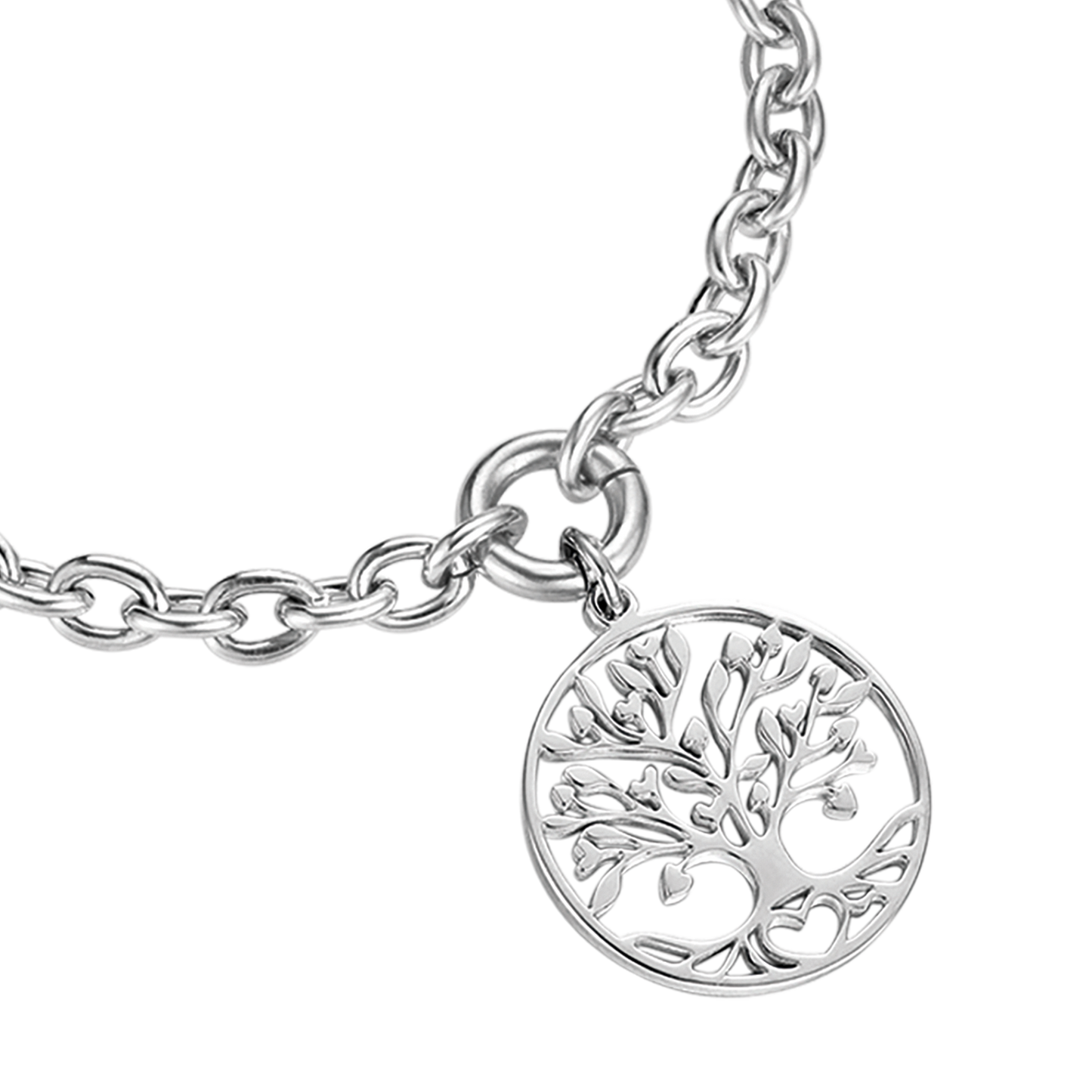 WOMEN'S STEEL BRACELET WITH TREE OF LIFE PENDANT