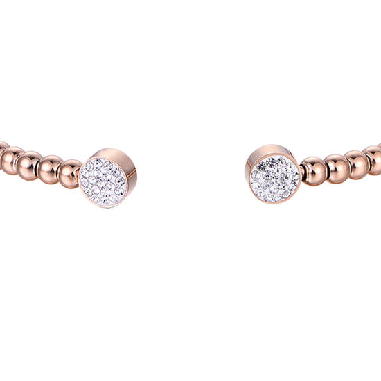 IP ROSE STEEL BRACELET WITH WHITE CRYSTALS