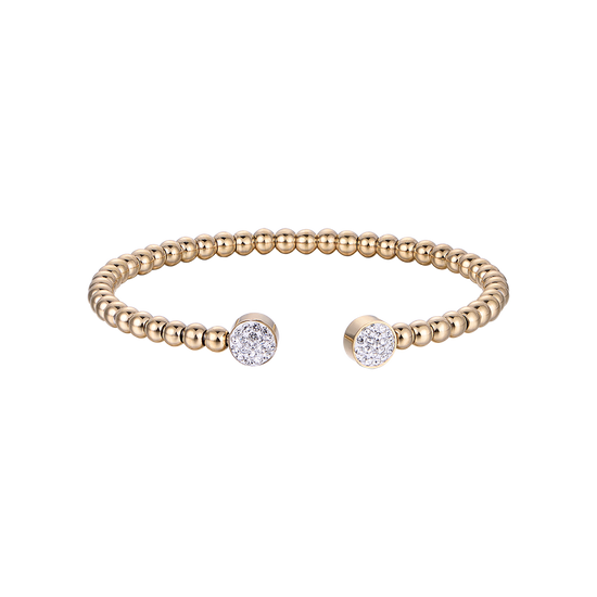 IP GOLD STEEL BRACELET WITH WHITE CRYSTALS