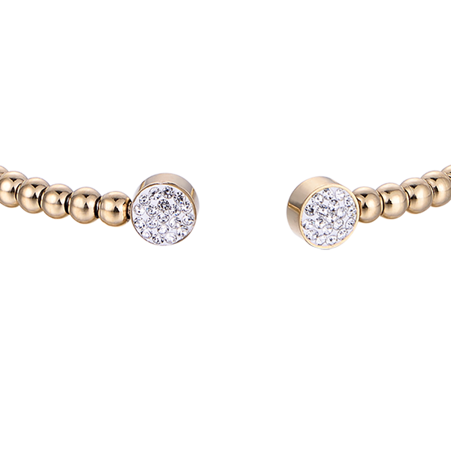 IP GOLD STEEL BRACELET WITH WHITE CRYSTALS