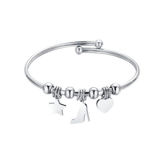 STEEL BRACELET WITH STAR, SHOE AND HEART