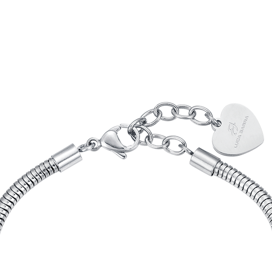 WOMEN'S STEEL BRACELET WITH HEART AND WHITE CRYSTALS