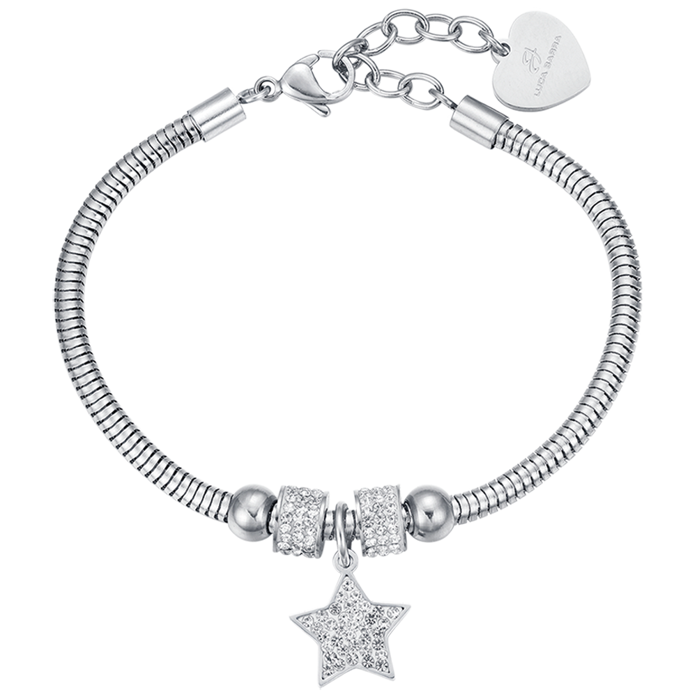 WOMEN'S STAR STEEL BRACELET WITH WHITE CRYSTALS