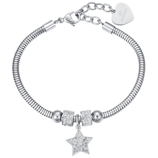 WOMEN'S STAR STEEL BRACELET WITH WHITE CRYSTALS