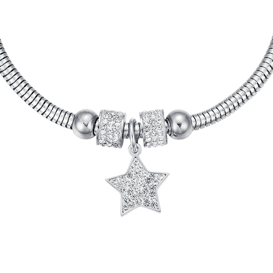 WOMEN'S STAR STEEL BRACELET WITH WHITE CRYSTALS