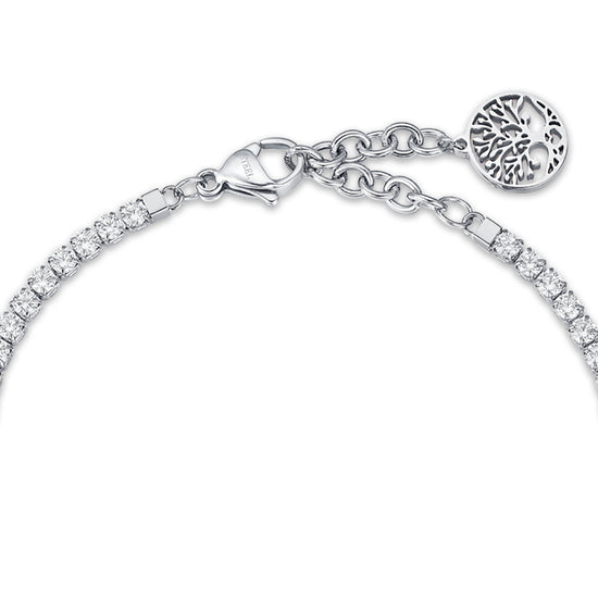 STEEL BRACELET WITH TREE OF LIFE AND WHITE CRYSTALS Luca Barra