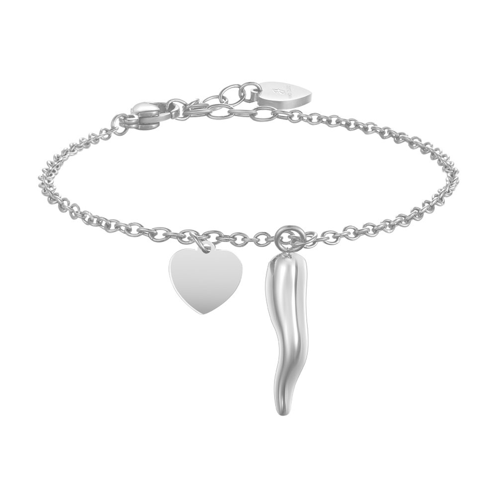 WOMEN'S STEEL BRACELET WITH HEART AND HORN