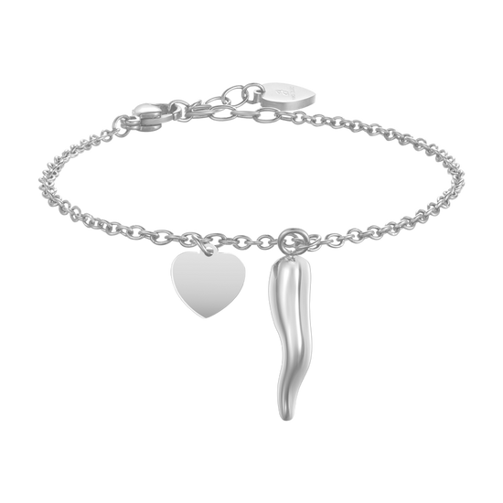 WOMEN'S STEEL BRACELET WITH HEART AND HORN