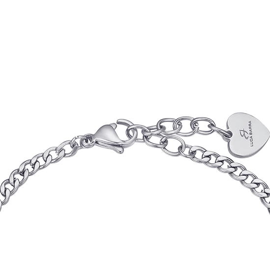 STEEL IP ROSE HEART BRACELET WITH WHITE CRYSTALS