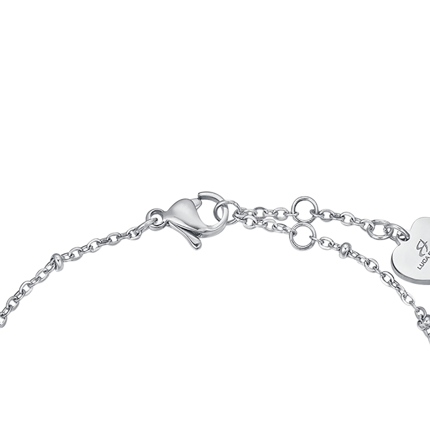 STEEL BRACELET WITH STEEL HEARTS AND STEEL IP ROSE