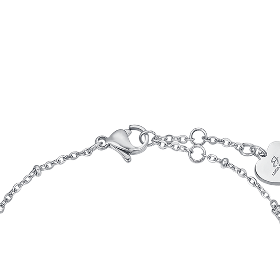 STEEL BRACELET WITH STEEL HEARTS AND STEEL IP ROSE