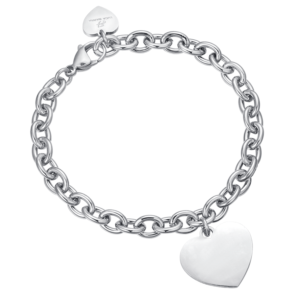 PERSONALIZED WOMEN'S BRACELET IN STEEL WITH HEART KNITTED CHAIN Luca Barra