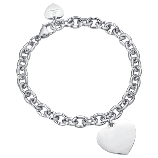 PERSONALIZED WOMEN'S BRACELET IN STEEL WITH HEART KNITTED CHAIN Luca Barra