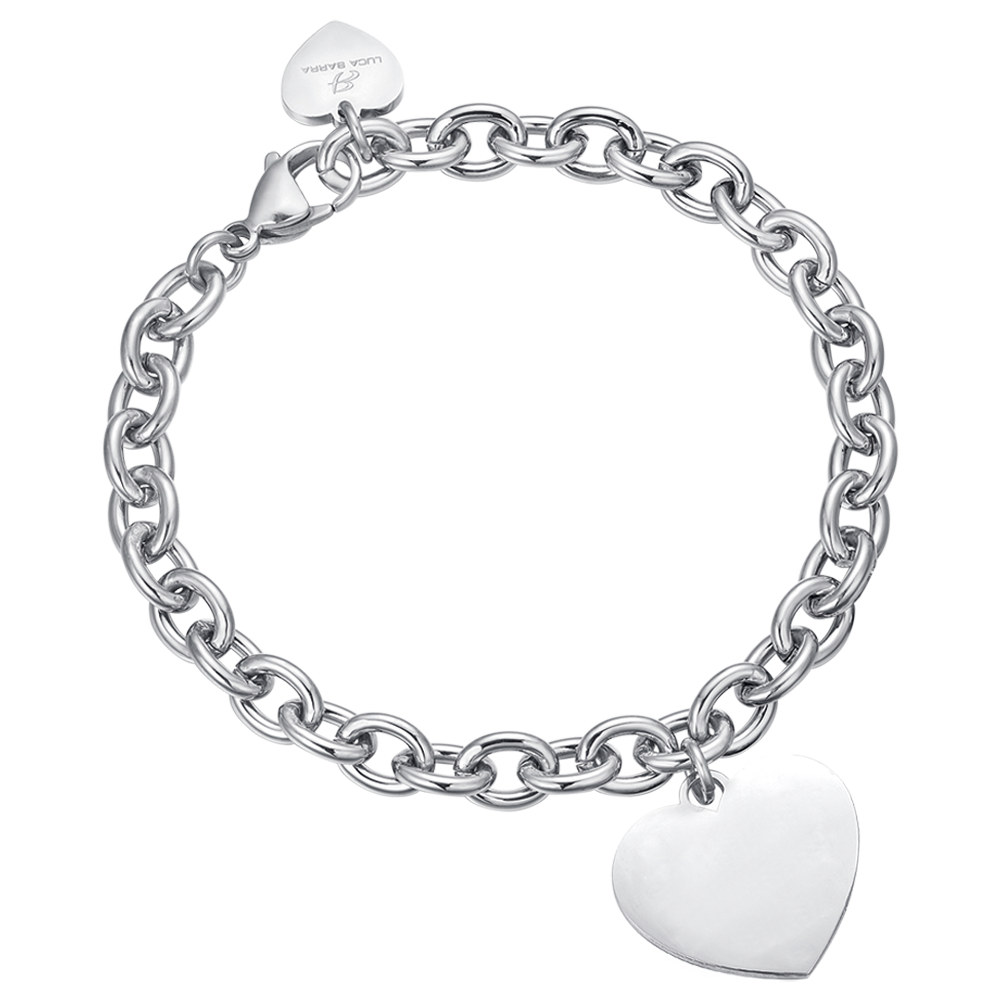 WOMEN'S PERSONALIZED STEEL HEART LINK CHAIN BRACELET