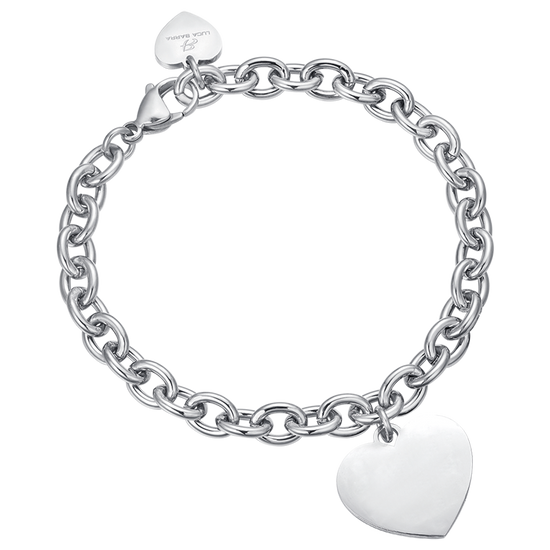 WOMEN'S PERSONALIZED STEEL HEART LINK CHAIN BRACELET