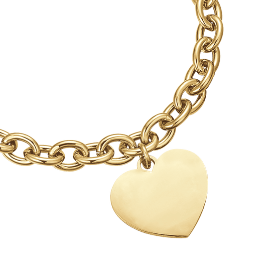 PERSONALIZED WOMEN'S BRACELET IN GOLDEN STEEL WITH HEART KNITTED CHAIN Luca Barra