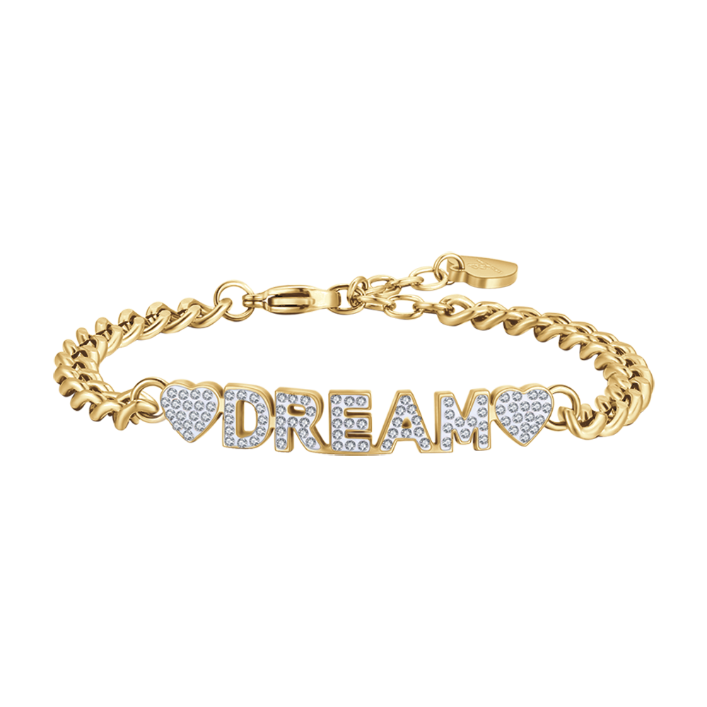 DREAM GOLD STEEL WOMEN'S BRACELET WITH WHITE CRYSTALS