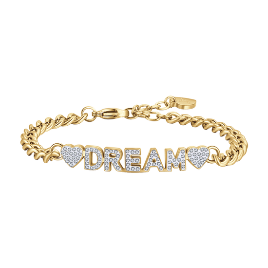 DREAM GOLD STEEL WOMEN'S BRACELET WITH WHITE CRYSTALS