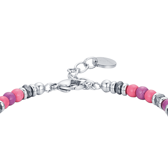 STEEL BRACELET WITH PINK AND PURPLE STONES