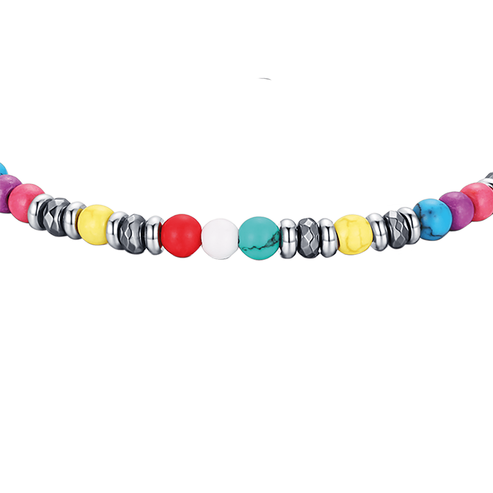 STEEL BRACELET WITH MULTICOLOR STONES