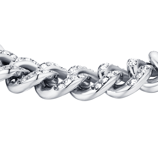 WOMEN'S STEEL BRACELET WITH WHITE CRYSTALS CHAIN LINK