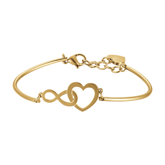 WOMEN'S IP GOLD STEEL BRACELET WITH HEART AND INFINITY