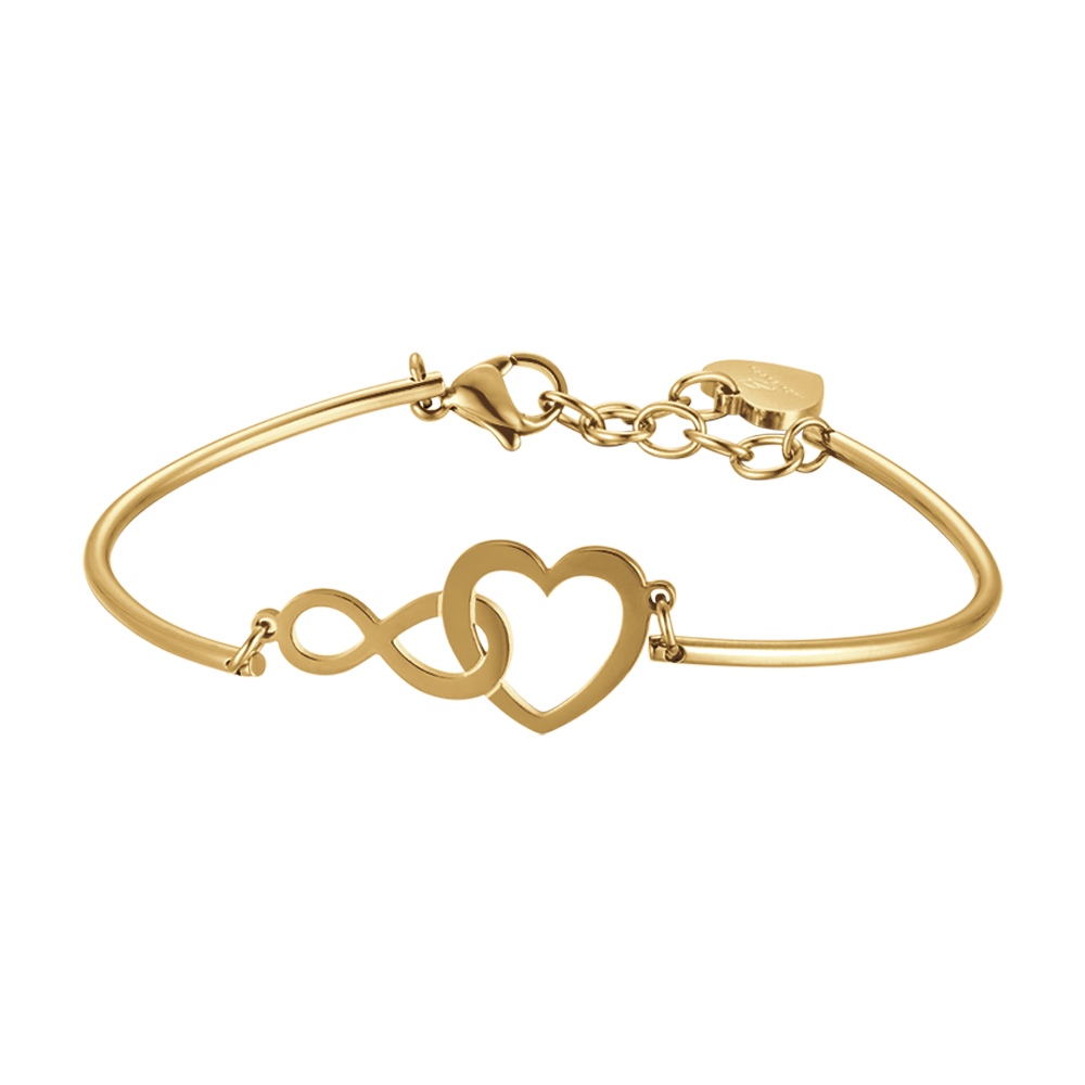 WOMEN'S IP GOLD STEEL BRACELET WITH HEART AND INFINITY