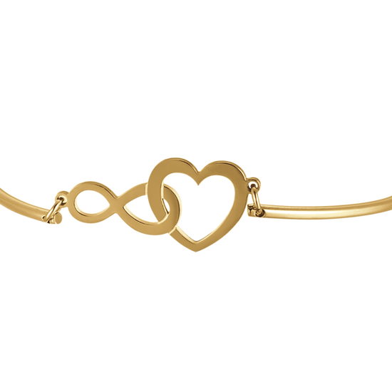 WOMEN'S IP GOLD STEEL BRACELET WITH HEART AND INFINITY