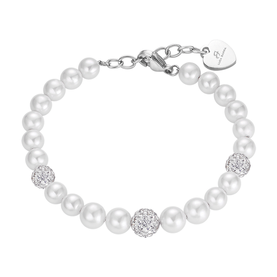 WOMAN'S PEARL BRACELET WITH WHITE CRYSTALS Luca Barra