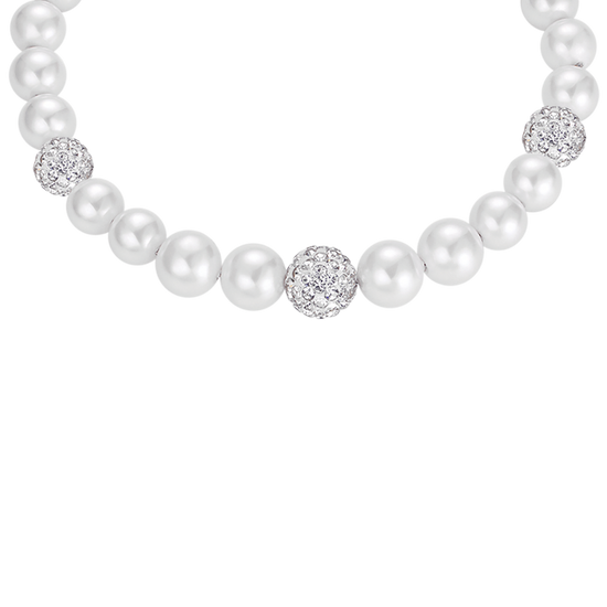 WOMAN PEARL BRACELET WITH WHITE CRYSTALS