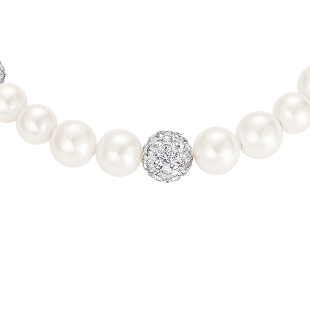 WOMAN PEARL BRACELET WITH WHITE CRYSTALS