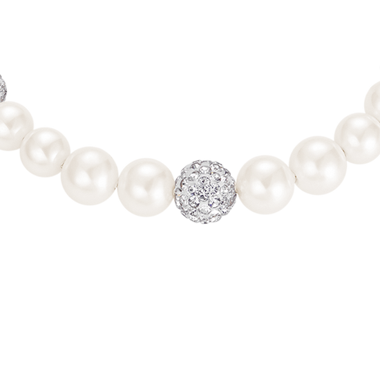 WOMAN PEARL BRACELET WITH WHITE CRYSTALS