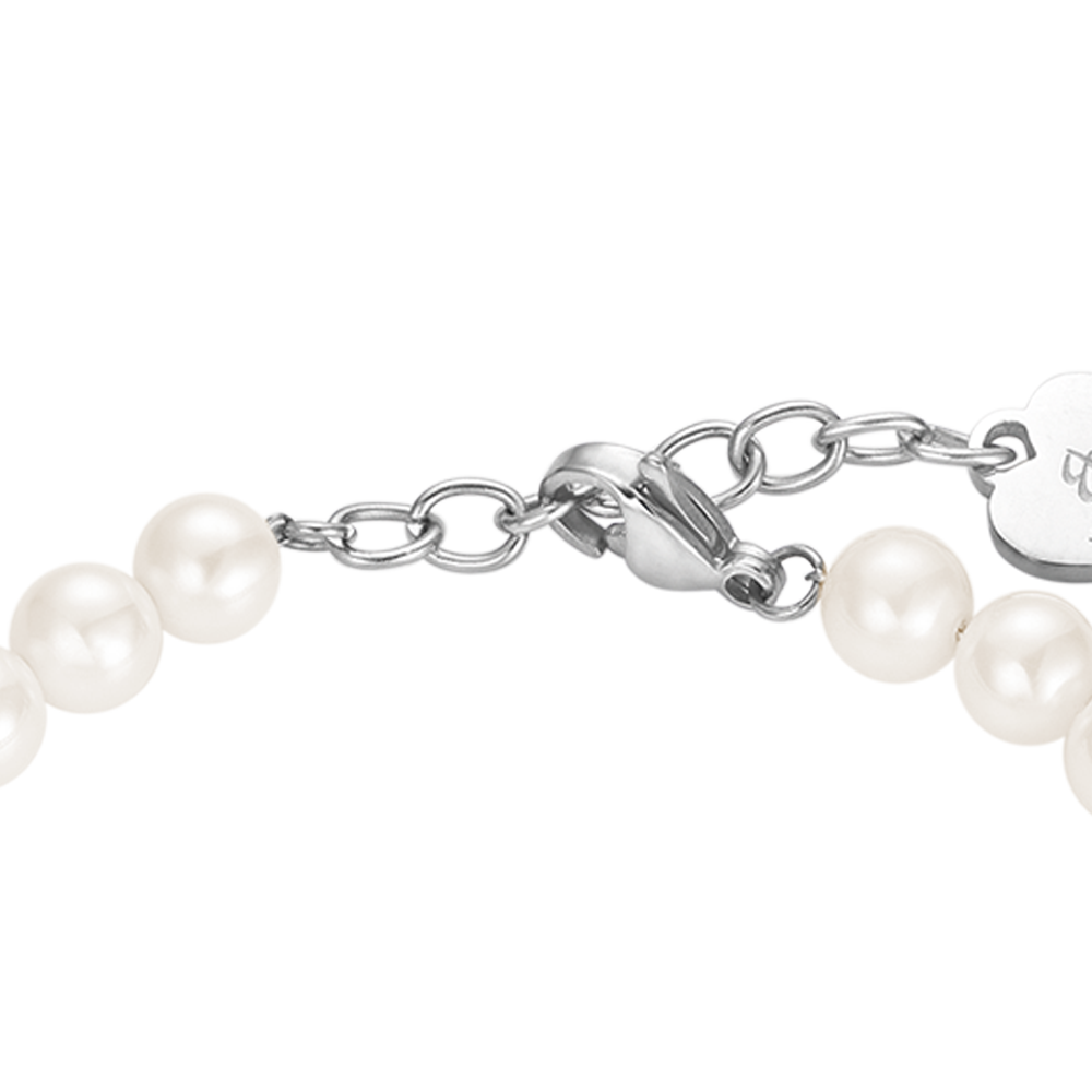 WOMAN PEARL BRACELET WITH WHITE CRYSTALS