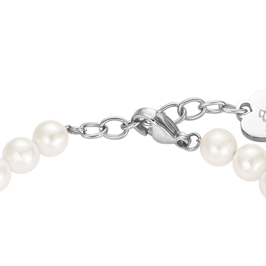 WOMAN PEARL BRACELET WITH WHITE CRYSTALS