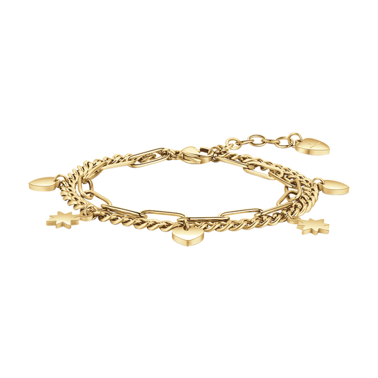 GOLD STEEL WOMEN'S BRACELET WITH HEARTS AND STARS