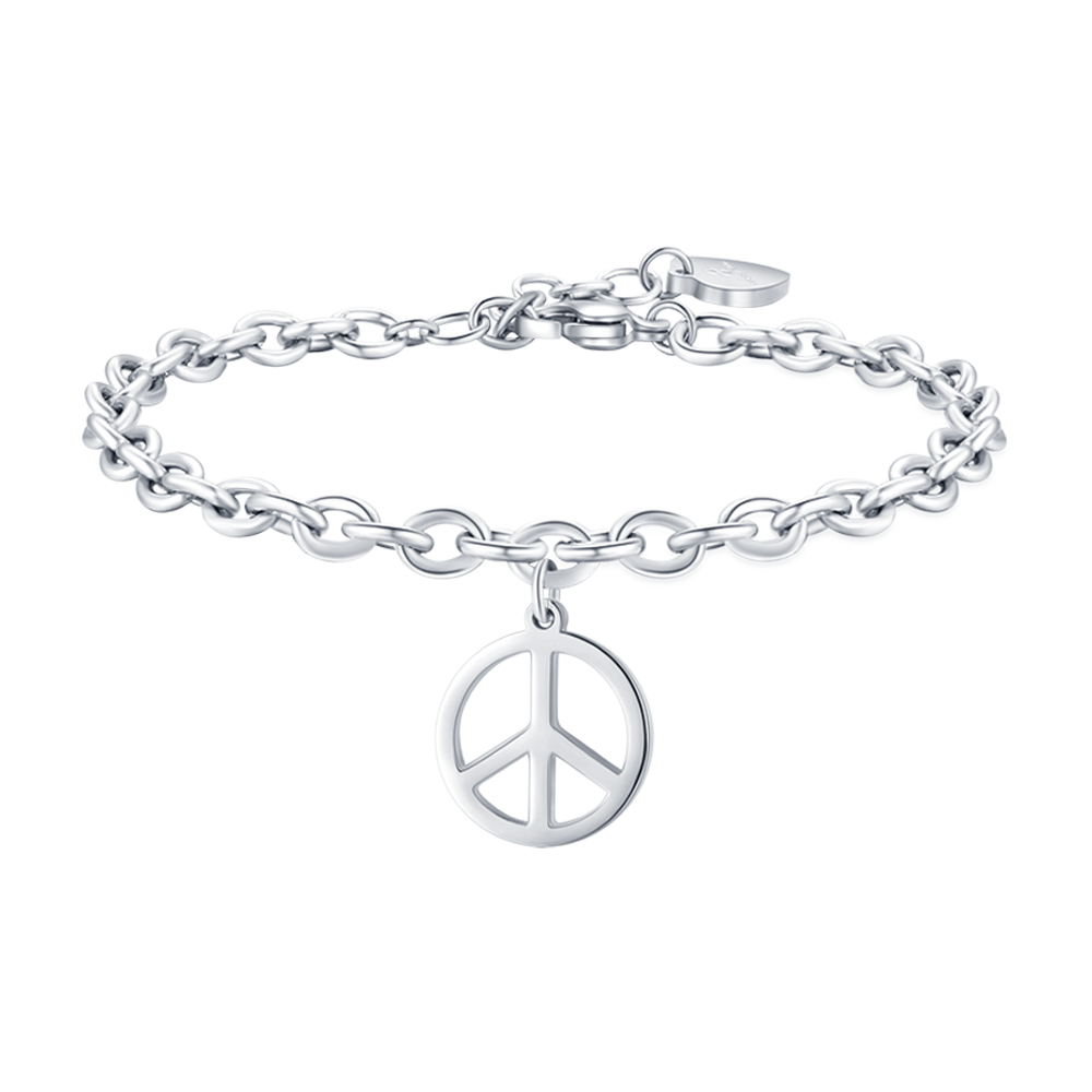 STEEL WOMEN'S BRACELET WITH PEACE SYMBOL