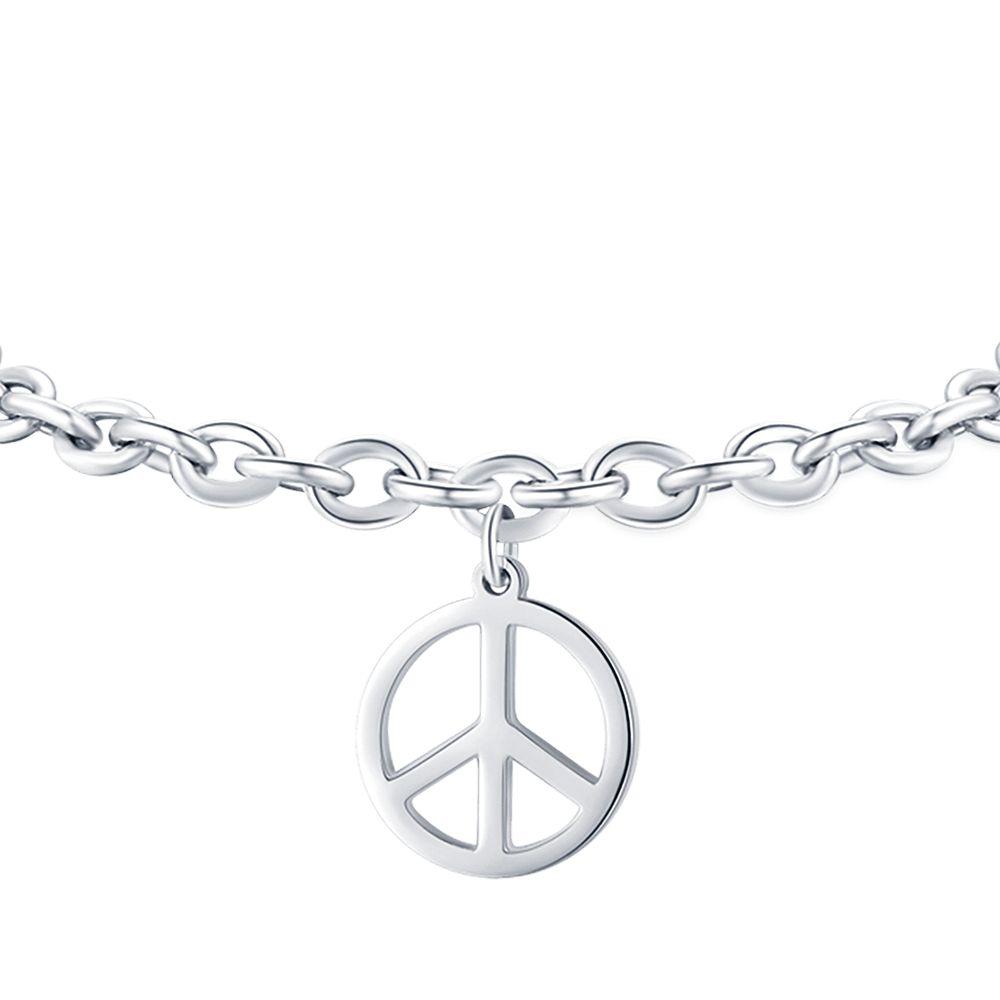 STEEL WOMEN'S BRACELET WITH PEACE SYMBOL