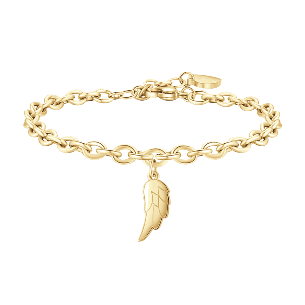 WOMEN'S GOLD-PLATED STEEL BRACELET WITH WING