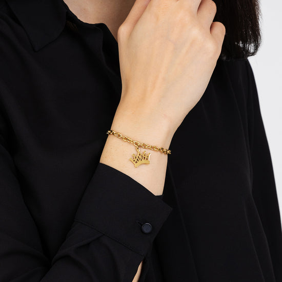 WOMAN'S GOLDEN STEEL BRACELET WITH CROWN Luca Barra