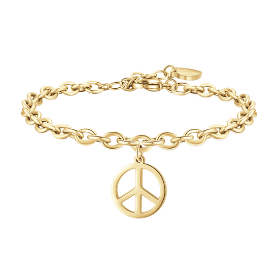 WOMAN'S GOLDEN STEEL BRACELET WITH PEACE SYMBOL Luca Barra